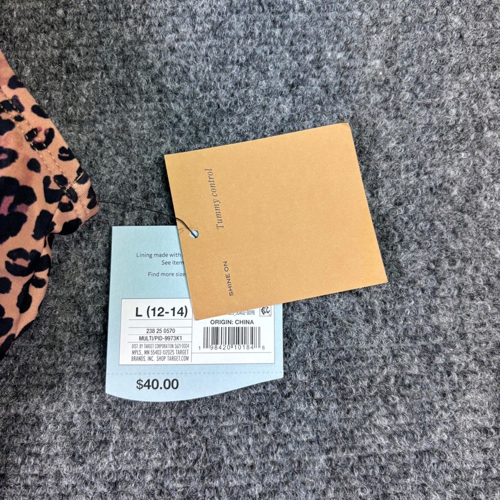 Shade & Shore One Piece Swimsuit Women L Brown Leopard Tummy Control NWT Plunge - Picture 4 of 6